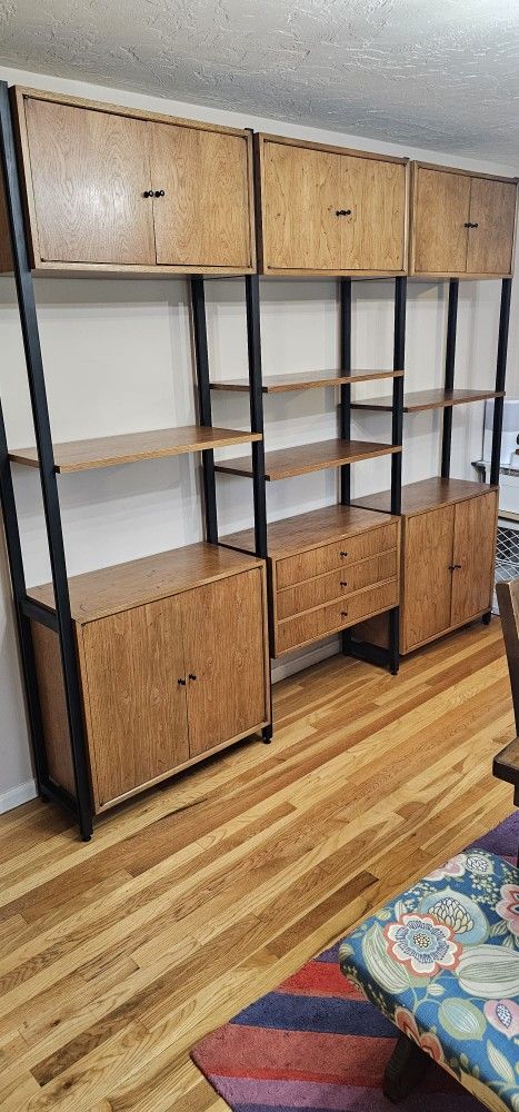 Mid-Century Modern Modular Unit – Solid Maple Wood and Black Frames