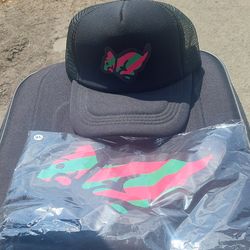 Designer tee shirt$40 & hat 30