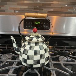Mackenzie Childs Courtly Check 2 qt tea kettle