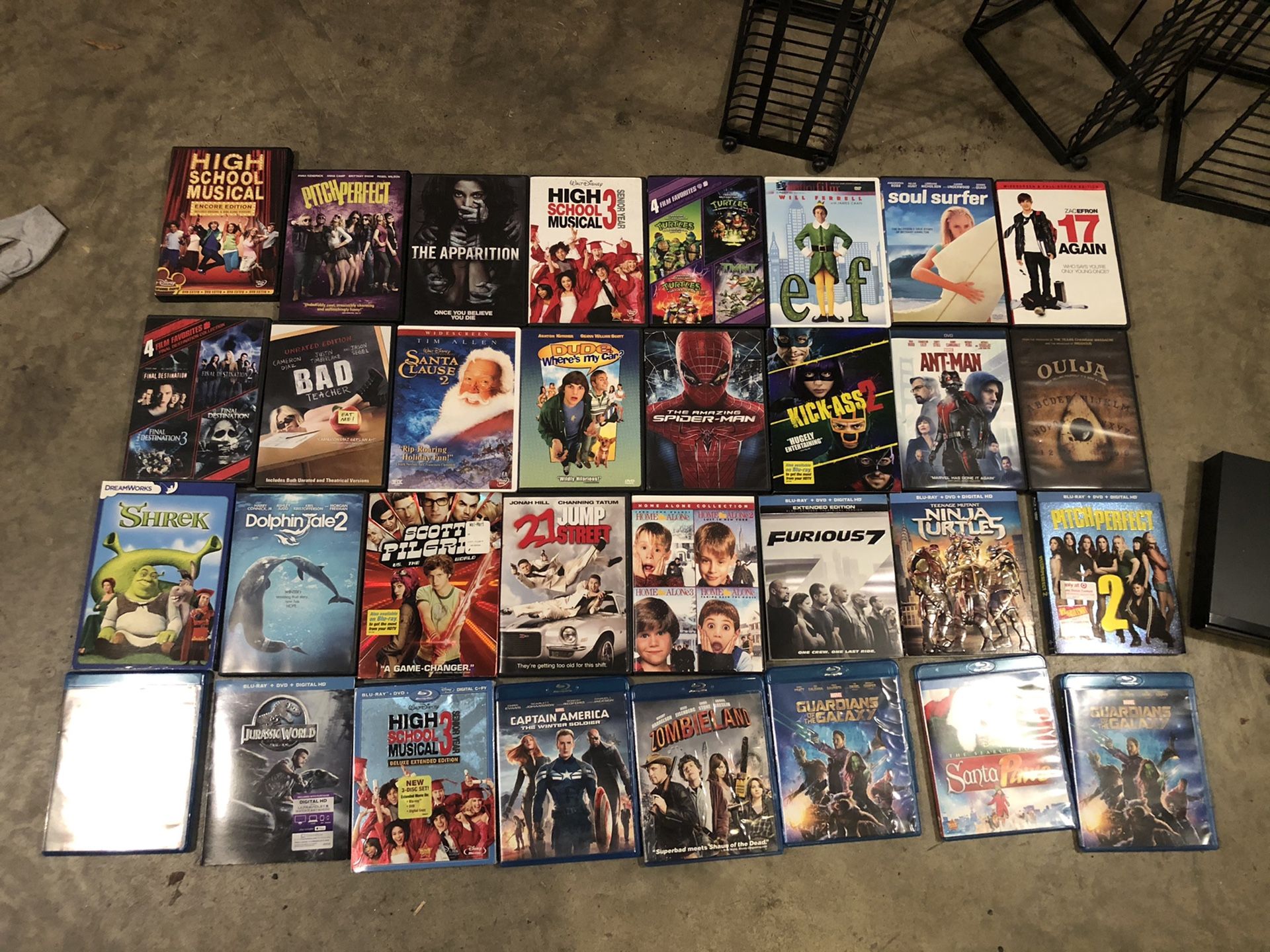 Blu-ray DVD player racks and movies