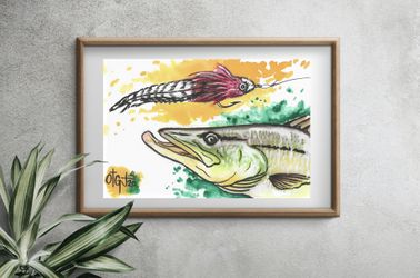 Snook water color painting fishing home decor