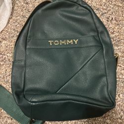 Tommy Hilfiger Green Leather Backpack