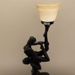 Large (28"H), Heavy (approx 15 lbs.), Molded Sculpture BLACK TABLE LAMP - firm price