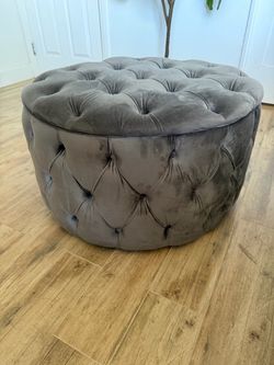 Grey Round Ottoman