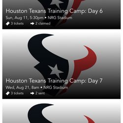 Single Ticket For Sell Houston Texans Training Camp Nfl Football