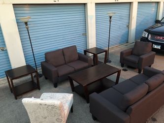 Living Room Set Couch Loveseat Chairs Tables Lamps