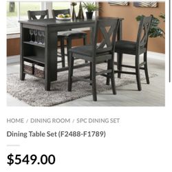 Gray Counter Height Dining Table Set