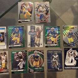 Los Angeles Rams  12 card lot 2024 Panini Prizm Puka Nacua green wave , Blake Corum Davante Adams Marshall Faulk Cooper Kupp Jalen Ramsey rc . Donruss