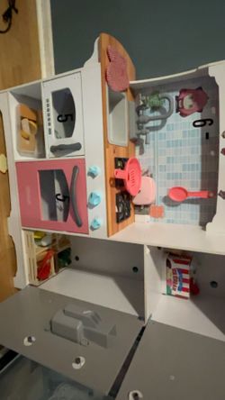 KidKraft Pink and White Play Kitchen with Accessories Included