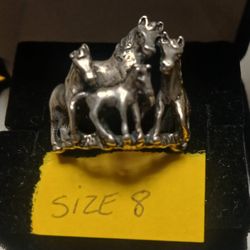Sterling Silver Horse Family Ring