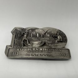 Vintage Siskiyou  Buckle Co. 1983 William Oregon “Washburn, Wisconsin Centennial 1(contact info removed)” Belt Buckle