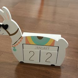Nanette Lepore Wooden Block Perpetual Calendar Daily Desktop Llama in Sunglasses