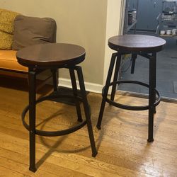 Set Of 2 Industrial Style Stools 