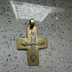 JEEP COLLINS Vintage Sterling And Brass Cross charm.