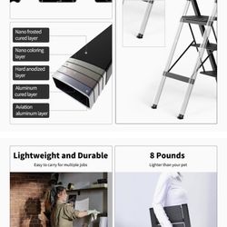 MITIR Folding Step Ladders with Wide Anti-Slip Pedal, Lightweight Step Stools Floor Stand Bookshelves Bathroom Storage Kitchen Storage 