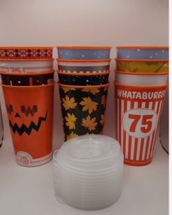 Whataburger 75th Anniversary Collector Cups with Lids
