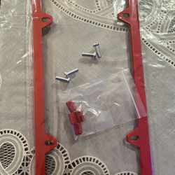 Red License Plate Cover & Red Tire Valve Cover 