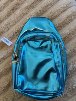 Metallic Blue Sling Bag Crossbody Pack