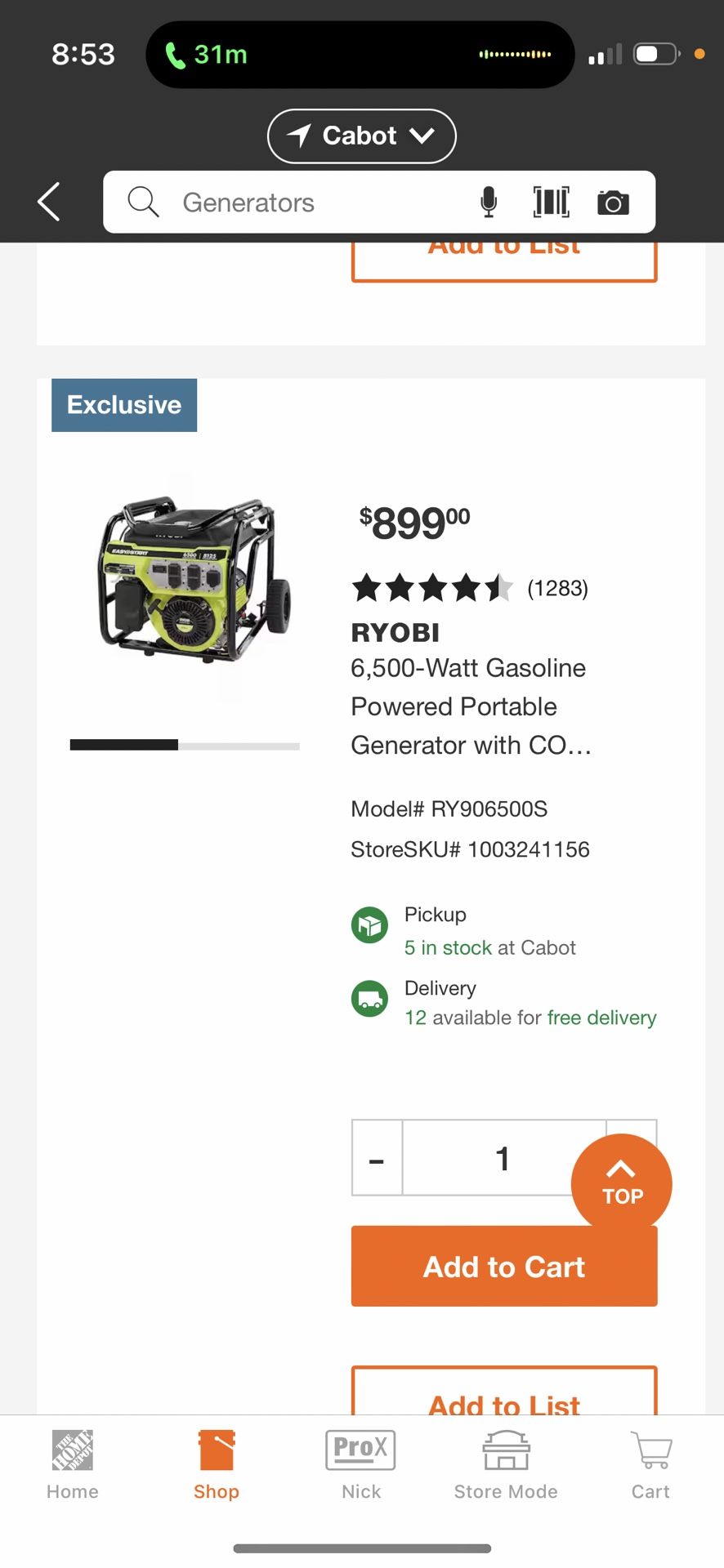 6500 Watt Generator With 220 