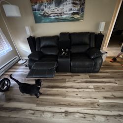 Faux Leather Reclining Couch