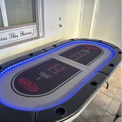 Barrington 10-player Poker Table with LED Lights
