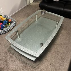 Rain Drop Tempered Glass Coffee Table 