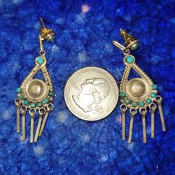 Vintage Sterling Silver Turquoise Dangle Earrings 