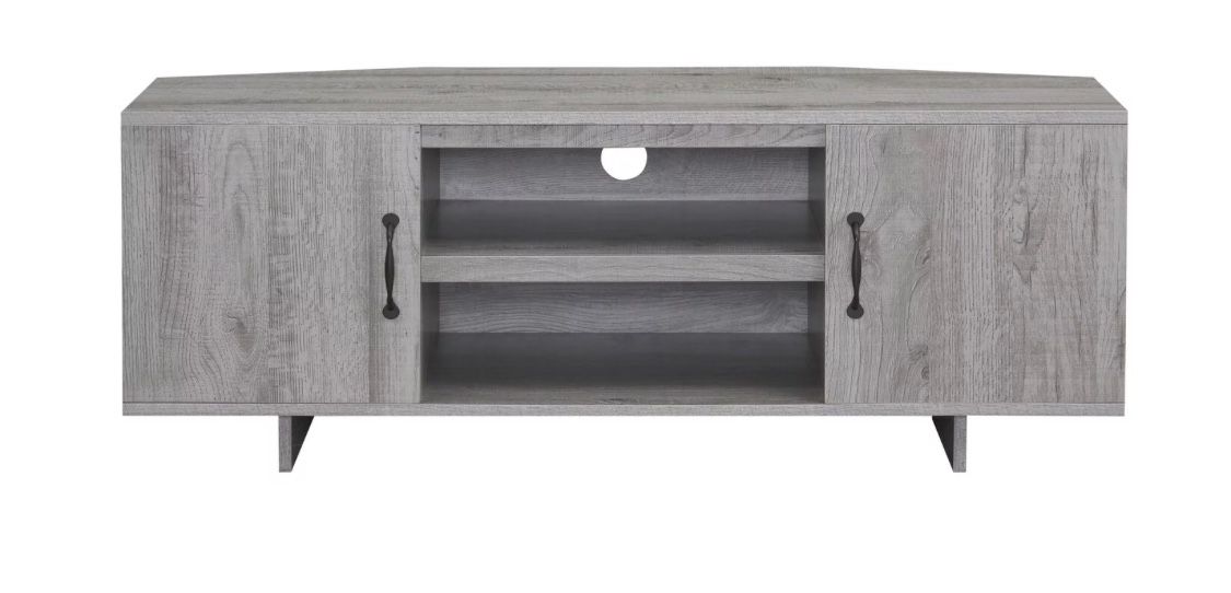 Sienna 50" Corner TV Stand, Wooden Top Free Standing Entertainment Center Media Console With Storage Space Gray Painted 