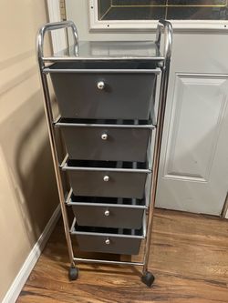 5-drawer rolling storage cart 13” L x 15”W x 38” H
