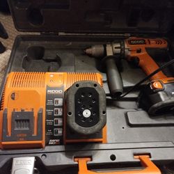 Rigid Hammer Drill Driver 12V 2 Batteries Charger Case  Works Perfectly 