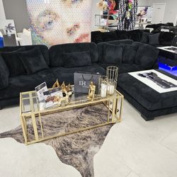 Black Sectional Sofa New 138x90
