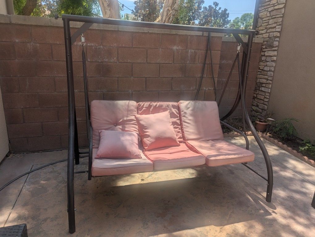 3-Seat Outdoor Large Converting Canopy Swing Glider, Patio Hammock Lounge Chair for Porch, Backyard