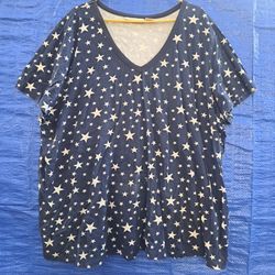 Roaman's plus-size V-neck short-sleeve t-shirt Stars 4X