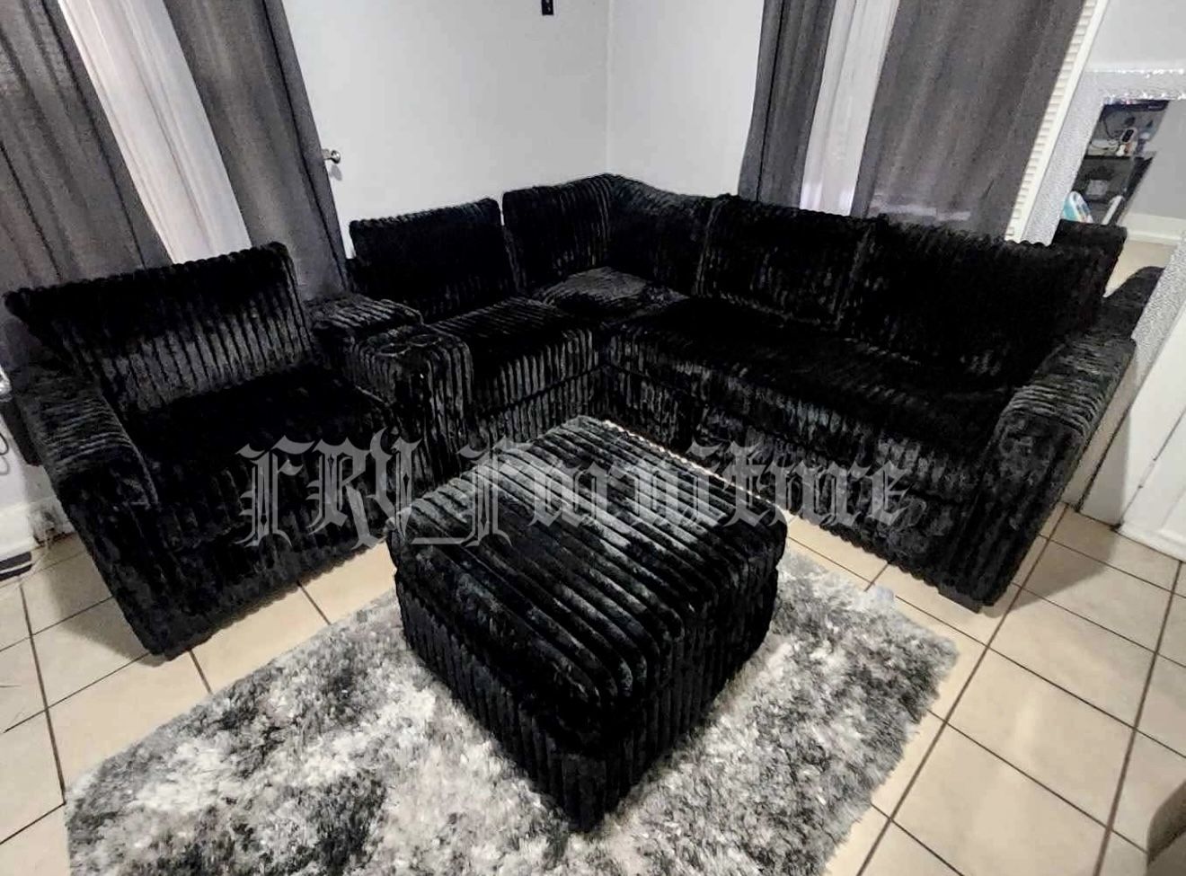 New Black Sectional