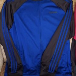 1  Adidas Mens Large Essentials 3 Stripes  BLUE Jacket 
USED WORN ONES LIKE NEW