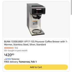 Bunn Pour over Coffee Brewer Open Box, Never Used