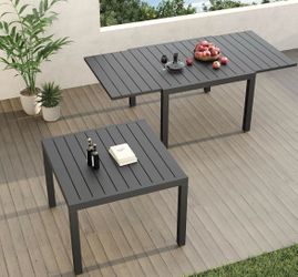 New in box-Grand patio Expandable Patio Dining Table for 4-6 Person, 39.5-79" Aluminum Metal Rectangle Outdoor Dining Table for Garden, Lawn, Backyard