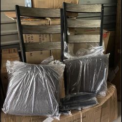 Dorel Living Robertson Rustic Gray Metal Base Dining Chair (Set of 2)