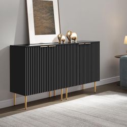 Set of 2, Modern Credenza Buffet Table Accent Cabinet with Doors Adjustable Shelf, Console Coffee Bar Cabinets for Kitchen Entryway Living Dining Room