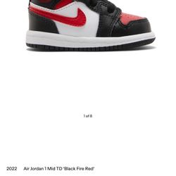 Jordan 1 Mid (TD) Black Fire Red