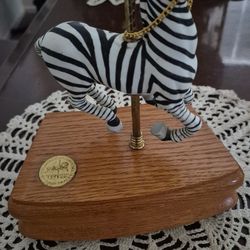 Antique Tobin Fraley The American Carousel Zebra music box