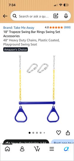 Trapeze Swing Bar Rings Swing Set