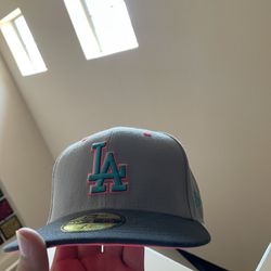 LA Fitted Hat Pink Brim 7 3/4