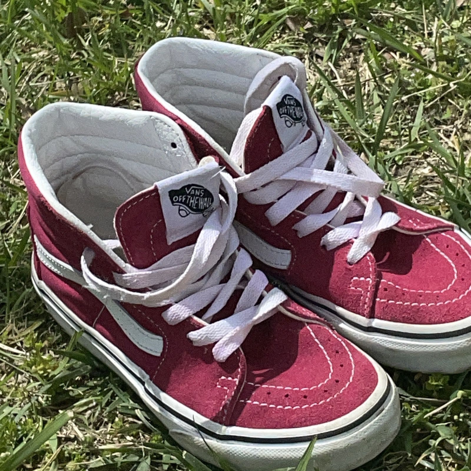 Kids Vans Red  & White High Top Shoes Size 10c Unisex 