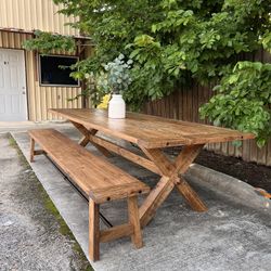 Custom Built Dining Table Solid wood Farmhouse Set Modern Rustic Bench Country Oval Round Counter Breakfast Height  Farm House 