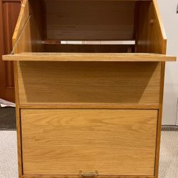 Solid Wood Oak Desk With Cabinet