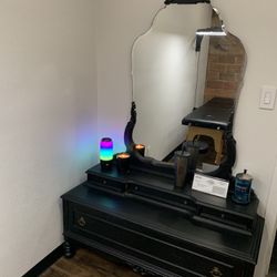 Black Vintage Mirror Dresser/ Buffet