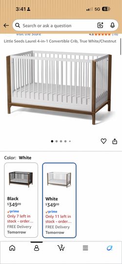 Little Seeds Laurel 4-in-1 Convertible Crib - White/Chestnut