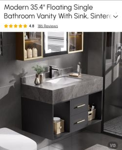 2 floating vanities in boxes