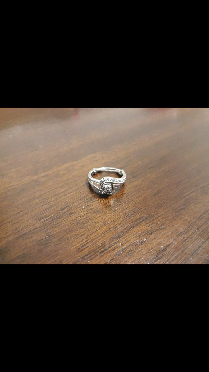 Silver Diamond Engagement Ring Size 7/8